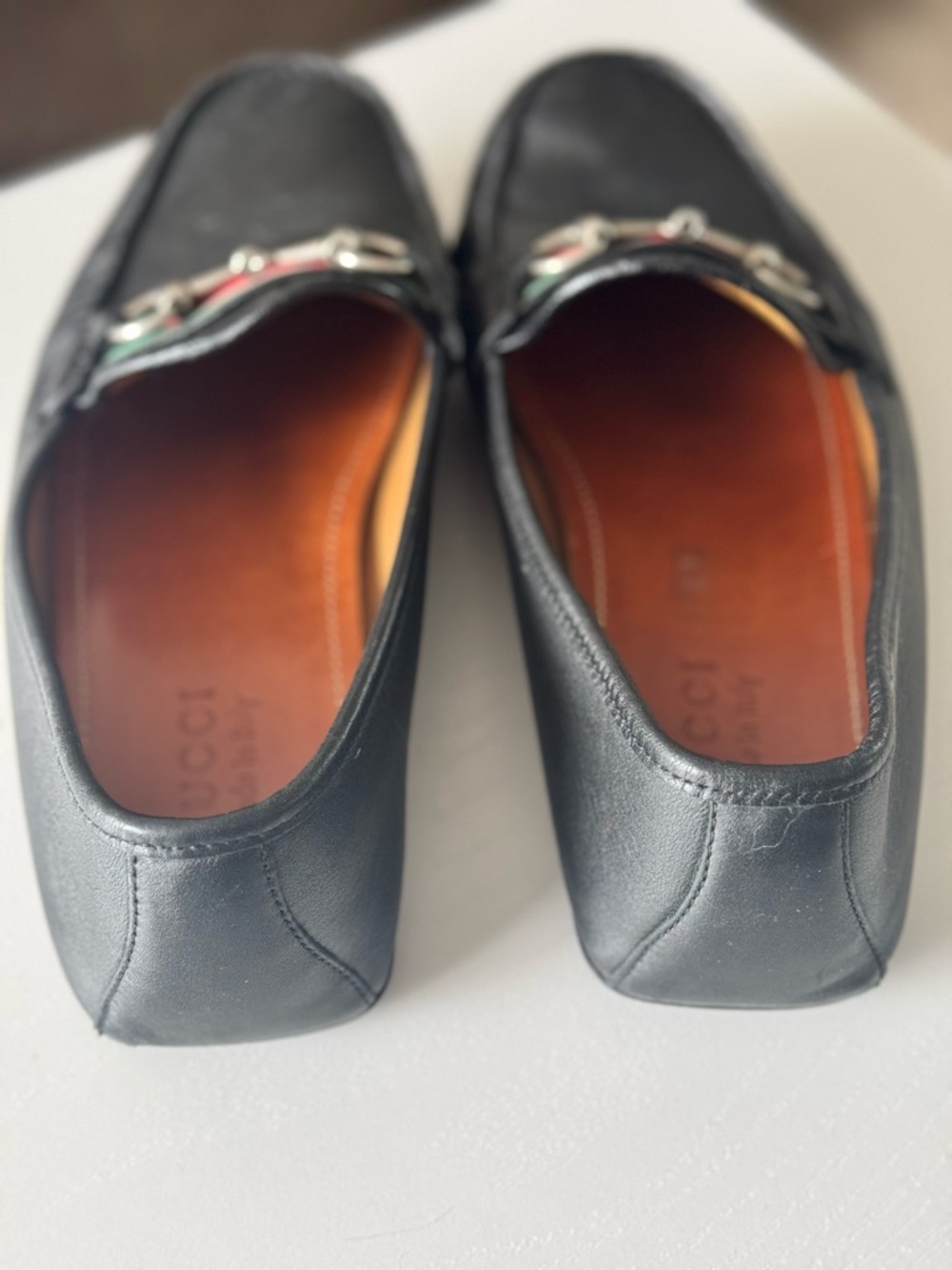 Gucci Black Leather Loafers with Red and Green Web and Horsebit - Picture 3 of 4
